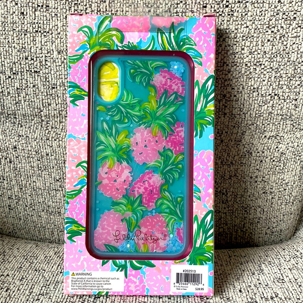 Lilly Pulitzer Pineapple Shake Pink/Green Glitter Bomb Apple iPhone X/XS Case